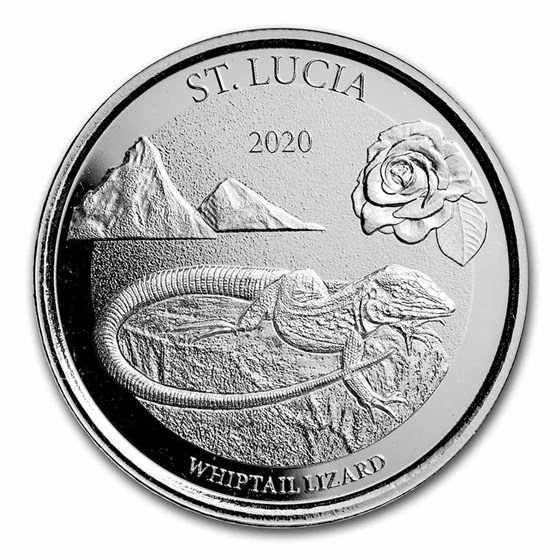 2020 St. Lucia 1 oz Silver Whiptail Lizard BU